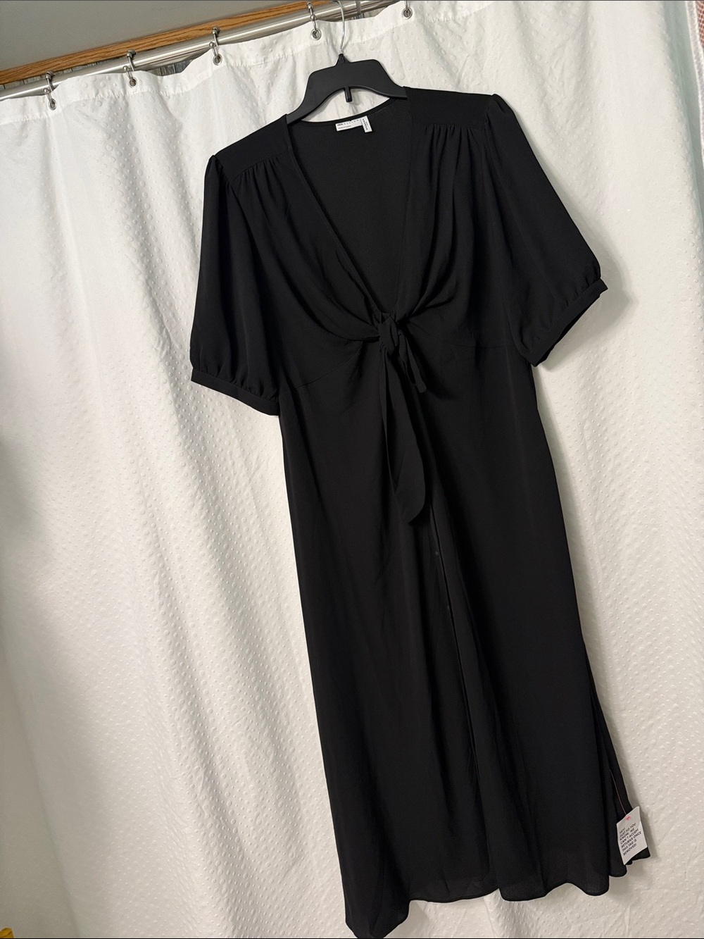 ASOS Black Tie-Front Midi Dress Size 14